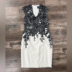 Adrianna Papell black and white floral dress